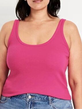 Old Navy Hot Pink First-Layer Ribbed Knit Scoop-Neck Tank Top Size XXL